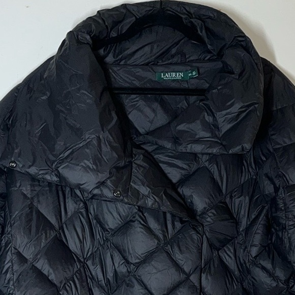 Ralph Lauren Quilted Puffer Coat 3/4 Sleeve Sz 2XL Black Kimono Down Funnel Neck - Picture 4 of 10